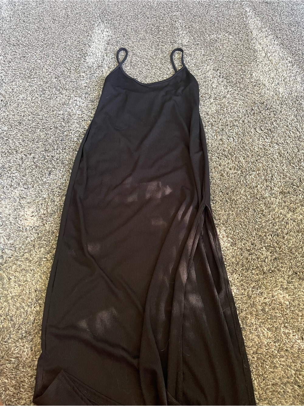 Nasty Gal Black Ribbed Slip Dress